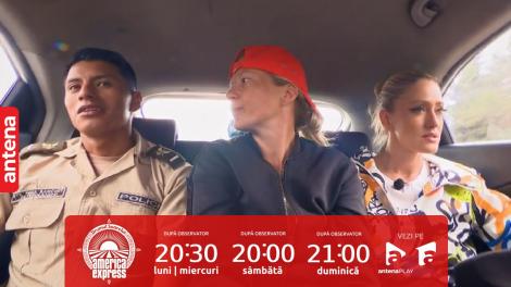 America Express, 14 noiembrie 2023. Iuliana și Sonia au nimerit în mașină cu un polițist. Ce detalii uimitoare au aflat concurentele