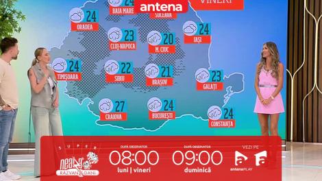 Super Neatza, 14 iunie 2024. Prognoza meteo cu Diana Munteanu: Averse, fenomene electrice şi intensificări ale vântului în mare parte din țară
