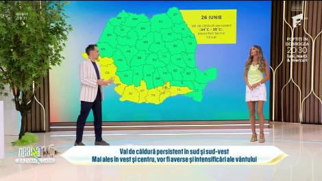 Super Neatza, 26 iunie 2024. Prognoza meteo cu Diana Munteanu: Valul de căldură persistă în sud și sud-vest
