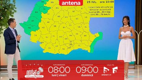 Super Neatza, 25 iulie 2024. Prognoza meteo cu Ramona Olaru: Ploi și descărcări electrice în toată țara