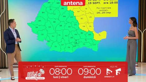 Super Neatza, 19 septembrie 2024. Prognoza meteo cu Ramona Olaru: Ploi însemnate cantitativ în Moldova şi nordul Dobrogei