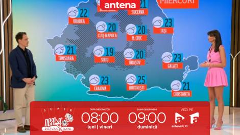 Super Neatza, 21 mai 2025. Prognoza meteo cu Ramona Olaru: Maxime până la 26 de grade în sud și ploi cu grindină în vest