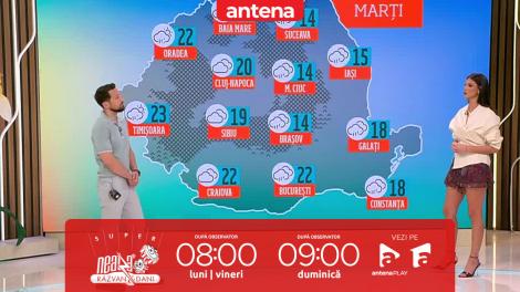 Super Neatza, 26 mai 2025. Prognoza meteo cu Ramona Olaru: Precipitaţii abundente şi intensificări ale vântul în jumătatea de est a țării