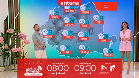 Super Neatza, 12 iunie 2025. Prognoza meteo cu Ramona Olaru: Maximele termice se vor încadra între 21 şi 31 de grade