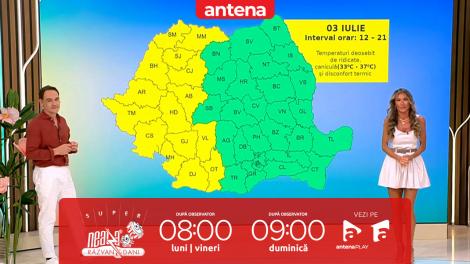Super Neatza, 3 iulie 2025. Prognoza meteo cu Diana Munteanu: Cod galben de caniculă și disconfort termic