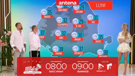 Neatza de Weekend, 20 iulie 2025. Prognoza meteo cu Flavia Mihășan: Vreme caldă. Ploi de scurtă durată în nord şi nord-est