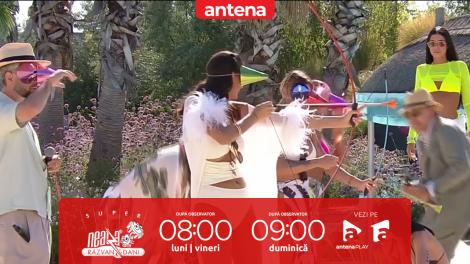 Super Neatza, 28 august 2025. Echipa emisiunii vs. fetele de la sală. Cine a câștigat jocul de tras la țintă cu arcul!
