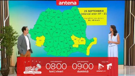 Super Neatza, 25 septembrie 2025. Prognoza meteo cu Ramona Olaru: Cod galben de intensificări ale vântului!