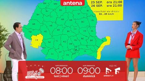 Super Neatza, 26 septembrie 2025. Prognoza meteo cu Ramona Olaru: Maximele termice se vor încadra între 13 și 23 de grade
