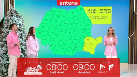 Neatza de Weekend, 15 februarie 2026. Prognoza meteo cu Flavia Mihășan: Ploi, ninsori şi intensificări ale v&acirc;ntului!