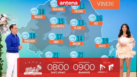 Super Neatza. Prognoza meteo cu Ramona Olaru: Maxime cuprinse &icirc;ntre 13 și 22 de grade