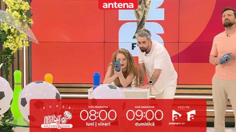 Super Neatza. Joc de tras la țintă, la "Miss Mondial: Fotbal pe tocuri", pentru Evelin, Antonia și Iulia