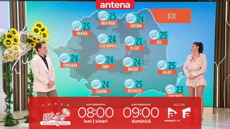 Super Neatza. Prognoza meteo cu Ramona Olaru: Ploi torențiale, intensificări ale v&acirc;ntului și descărcări electrice