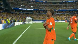 Amad Diallo marchează din careu, plas&acirc;nd mingea la colțul lung | Coasta de Fildeș vs Ecuador
