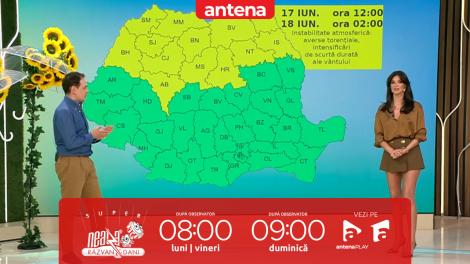 Super Neatza. Prognoza meteo cu Ramona Olaru: Vreme instabilă, cu averse, vijelii şi căderi de grindin&auml;