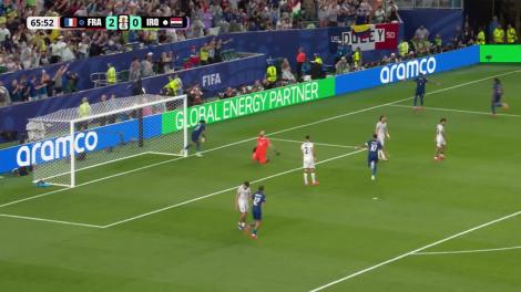 Ousmane Dembele ratează mai &icirc;nt&acirc;i, dar apoi &icirc;nscrie cu un șut &icirc;n diagonală (min. 66) | Franța - Irak