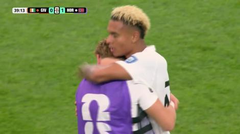GOL Norvegia! Antonio Nusa deschide scorul cu un șut superb (min. 40) | Coasta de Fildeș - Norvegia