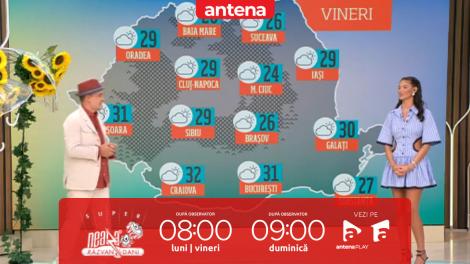 Super Neatza. Prognoza meteo cu Ramona Olaru: Vreme caldă, cu maxime de p&acirc;nă la 32 de grade Celsius