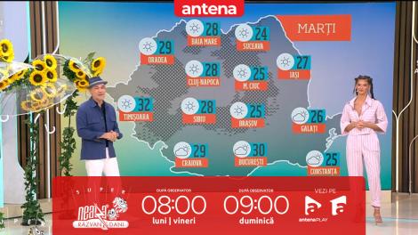 Super Neatza. Prognoza meteo cu Ramona Olaru: Soare şi temperaturi ce vor urca p&acirc;nă la 32-33 de grade