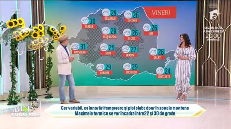 Super Neatza. Prognoza meteo cu Ramona Olaru: Maxime termice cuprinse &icirc;ntre 22 și 30 de grade