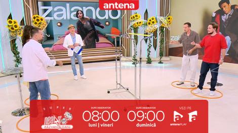 Super Neatza. Joc amuzant &icirc;n platoul matinalului! C&acirc;te umerașe au reușit să pună pe stander &icirc;ntr-un timp limită