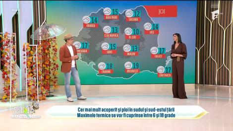 Super Neatza. Prognoza meteo cu Ramona Olaru: Cer acoperit și ploi &icirc;n sud și sud-est!