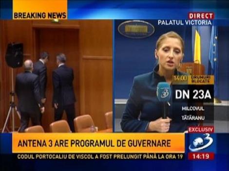 Antena 3 a obţinut în exclusivitate programul de guvernare al Executivului