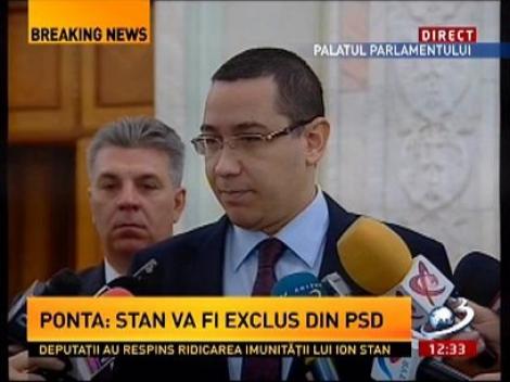 Ponta: Ion Stan nu mai poate face parte din PSD