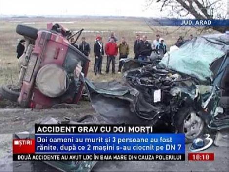 Accident tragic pe DN7, în Arad. Doi oameni au murit şi alţi trei au fost răniţi