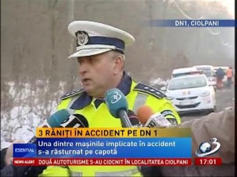 Accident pe DN1, la Ciolpani. Două persoane au fost rănite