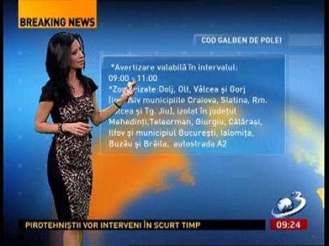 Află ce judeţe se află sub cod galben de polei