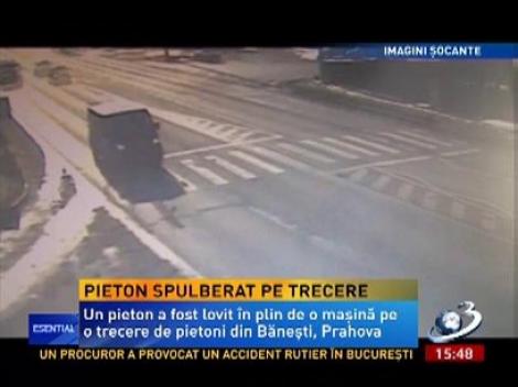 Imagini şocante! Pieton spulberat pe trecerea de pietoni