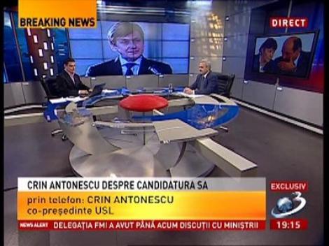 Punctul de Întâlnire: Crin Antonescu: Sunt mâhnit că Tăriceanu ne pune într-o situaţie jenenată în faţa publicului