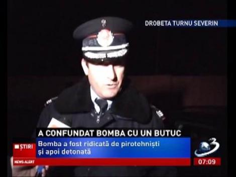 A fost la un pas să arunce casa în aer. Voia să pună o bombă pe foc, pentru că o confundase cu un butuc de lemn