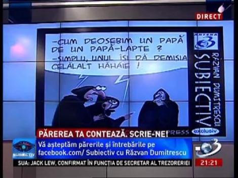 Subiectiv: Diferenţa dintre un Papă şi un papă-lapte, în viziunea caricaturistului Marian Avramescu