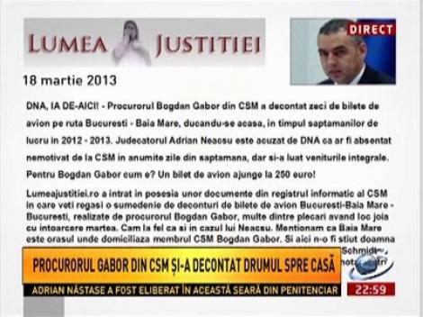 Procurorul Bogdan Gabor din CSM a decontat zeci de bilete de avion pe ruta Bucuresti-Baia Mare