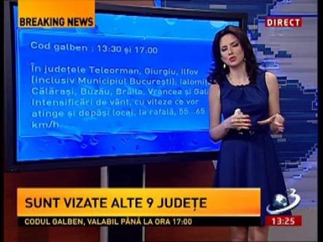 Cod Galben de furtună în Capitală. Mai sunt vizate 9 județe din țară
