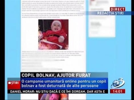 O campanie umanitară onlie pentru un copil bolnav a fost deturnată de alte persoane