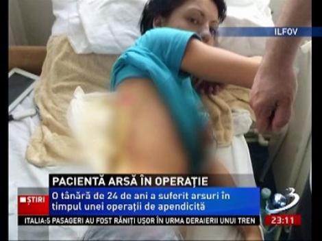 Imagini cu tânăra arsă în timpul unei operaţii de apendicită