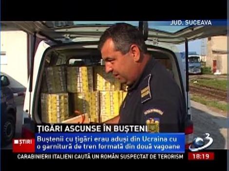 Peste 100 de mii de ţigări de contrabandă au fost găsite în buşteni scobiţi