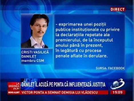 La Ordinea Zilei: Cristi Dănileţ îl acuză pe Ponta că influenţează Justiţia