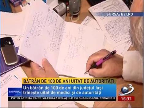Un bătrân de 100 de ani din judeţul Iaşi trăieşte uitat de medici şi de autorităţi