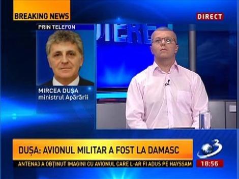 Mircea Duşa, răspunsuri evazive privind misiunea din Siria. Ministrul confirmă că avionul a fost la Damasc