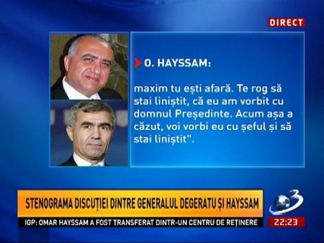 Stenograma discuţiei dintre generalul Degeratu şi Hayssam