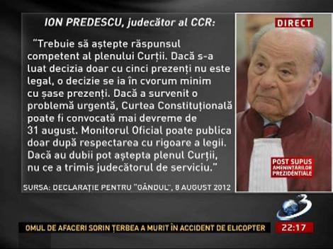 Sinteza Zilei: Ce explicaţii au dat judecătorii Ion Predescu şi Tudorel Toader, că erata CCR este ILEGALĂ