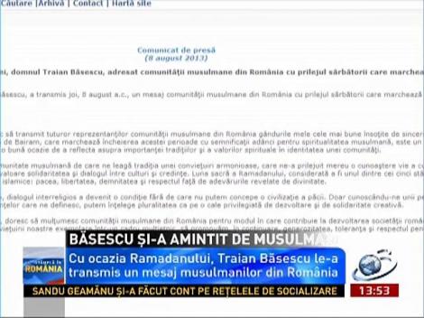 Mesajul lui Traian Băsescu pentru musulmani, cu ocazia încheierii Ramadanului