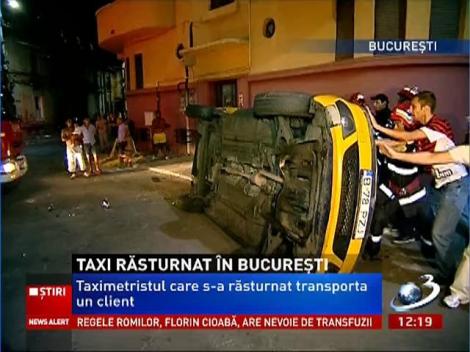 Accident spectaculos în centrul Capitalei. Două taxiuri implicate