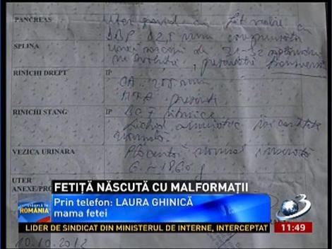 O mămică din Bumbeşti-Jiu a născut o fetiţă cu malformaţii, deşi medicul a asigurat-o că totul este în regulă