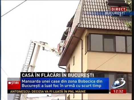 Foc la mansarda unei case din Bucureşti din zona Bobocica