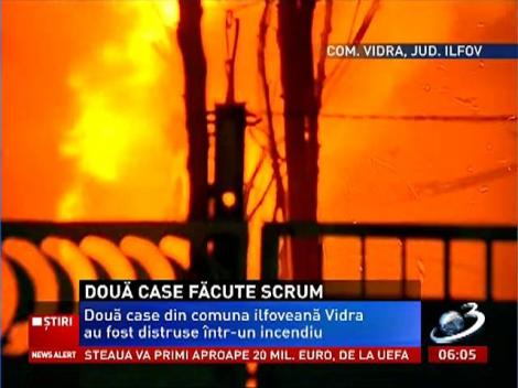 Mobilizare uriaşă de forţe pentru stingerea unui incendiu puternic, în Ilfov. Două case s-au făcut scrum, din cauza unui scurtcircuit
